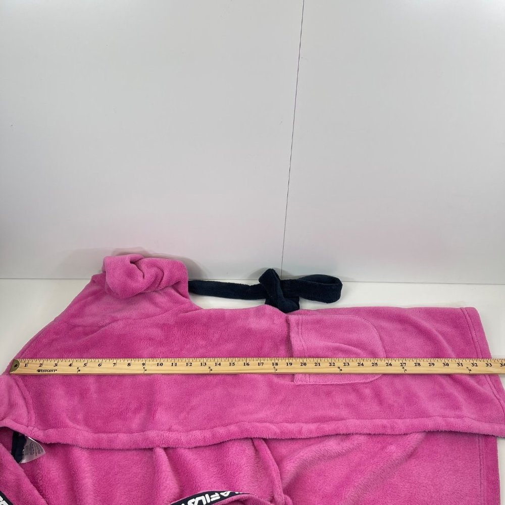 FILA Pink/Black Fleece Hooded Robe Logo Spell Out Trim Size Medium - Picture 10 of 11